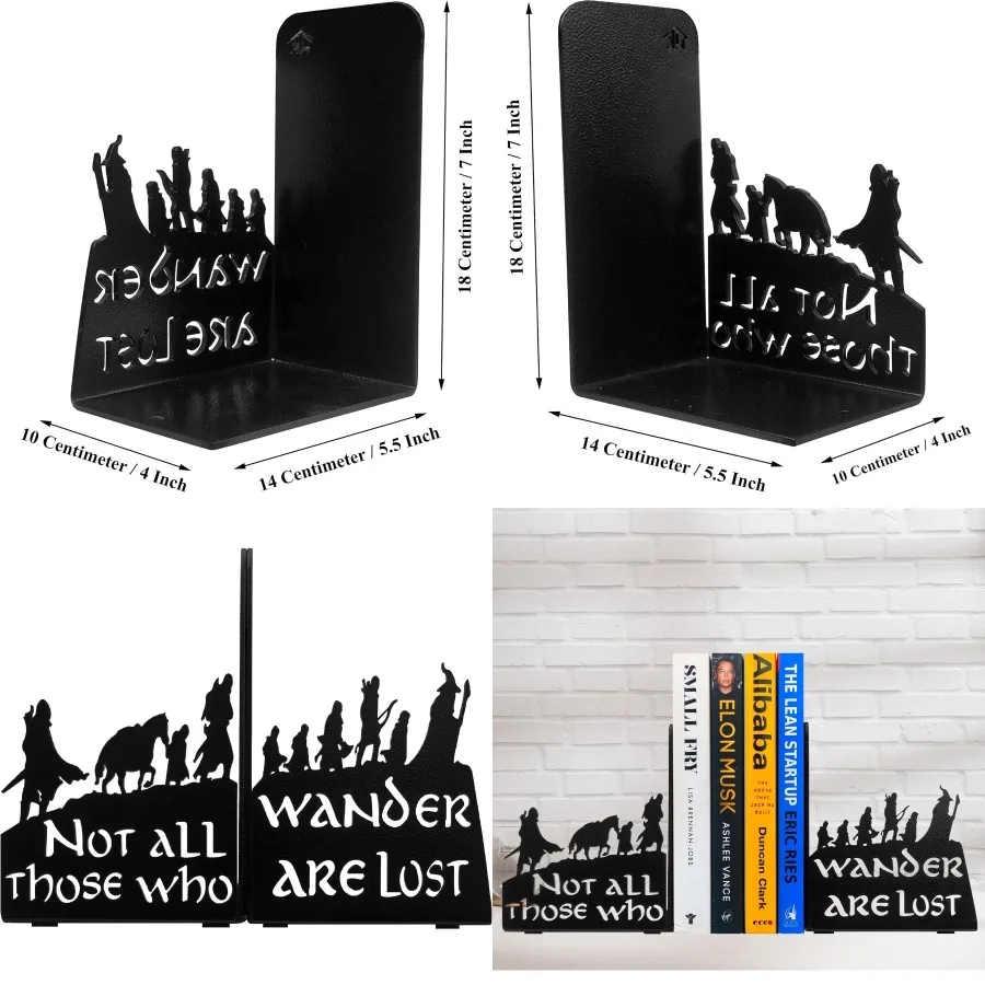 

Decorative bookends for shelves made of heavy metal with non-skid base unique design book stopper ideal for home and office dec