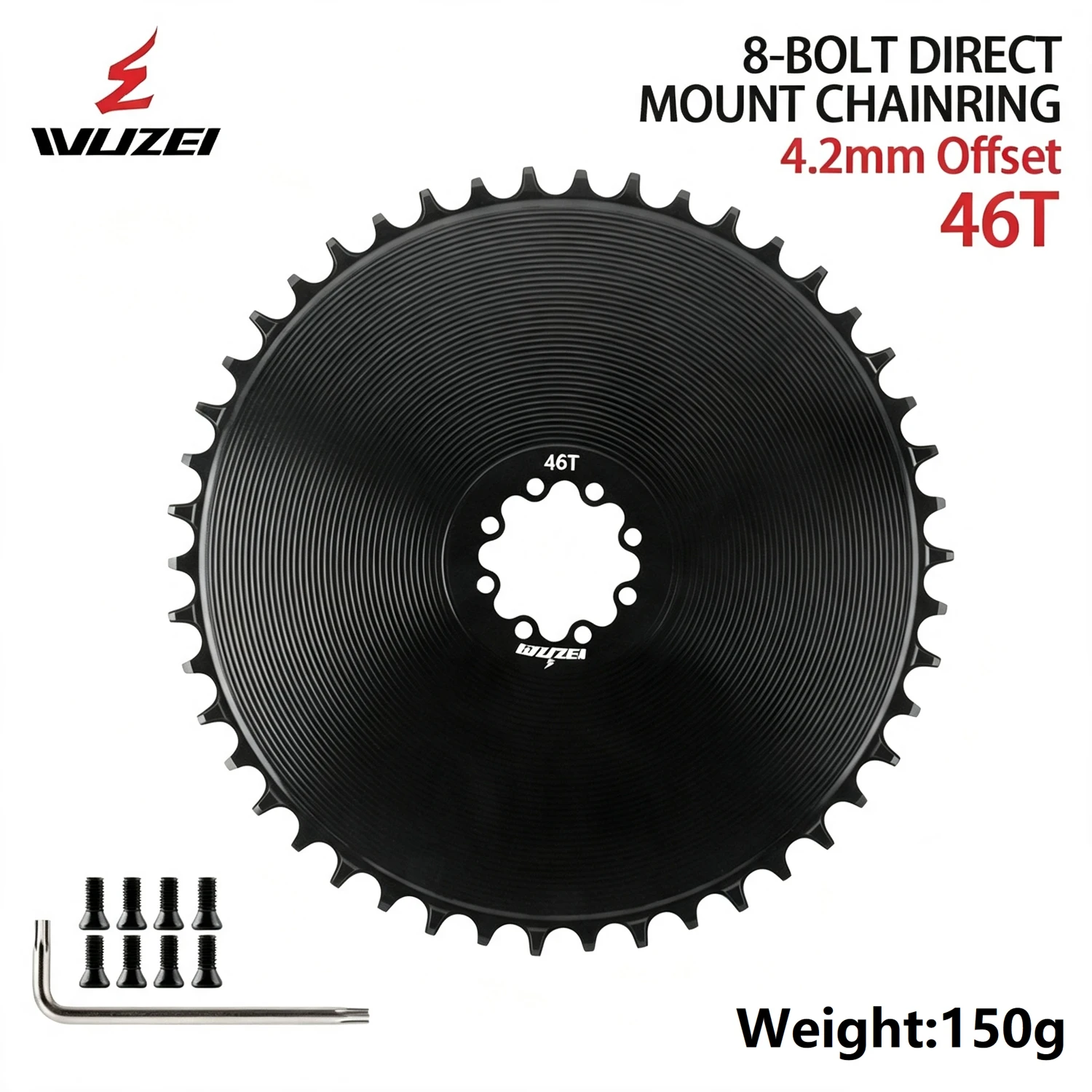 WUZEI Rennrad 8-Loch-Kettenblatt für SRAM AXS Force Red Flattop Kette 40T-58T 4,2mm Offset Fahrrad-Kettenblatt mit schmaler-breiter Krone – Detail 18