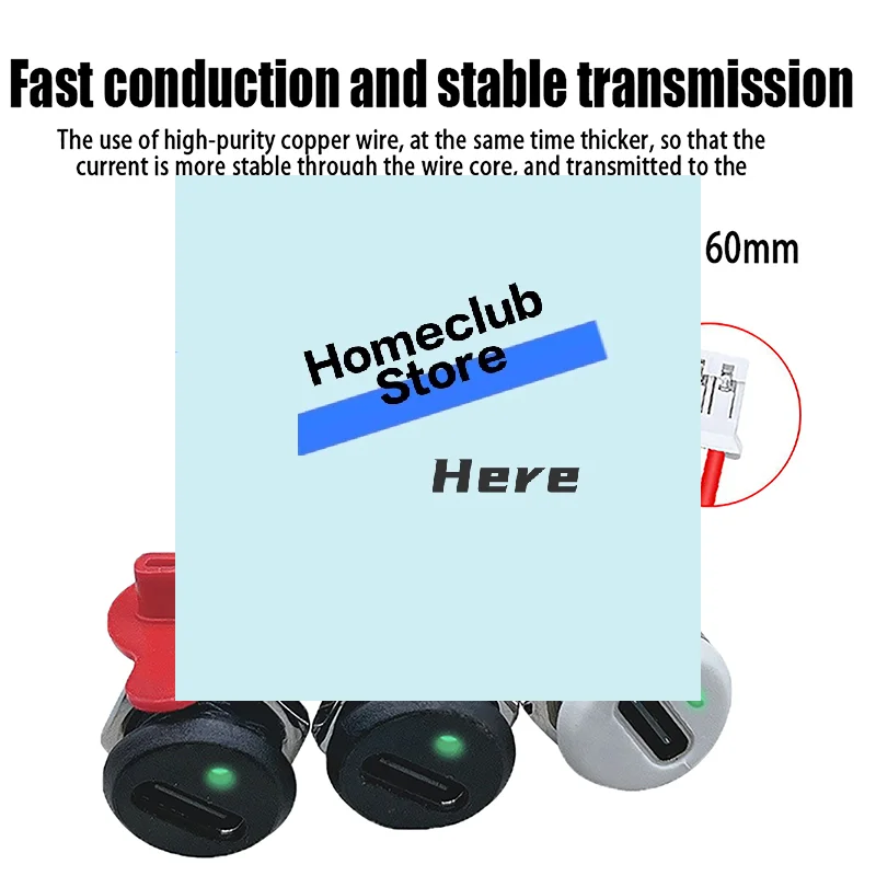 USB-C 2Pin High Current Charging Socket With PH2.0 Nut Snap Lock Plate USB TYPE-C Female Waterproof Female Connector【Homeclub】