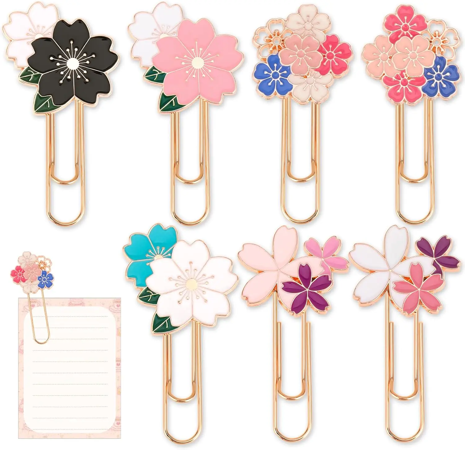 Cherry Blossom Bookmark Cherry Paper Clips Sakura Style Metal Paperclips Large Size Cute Bookmark Decorative Paper Clips