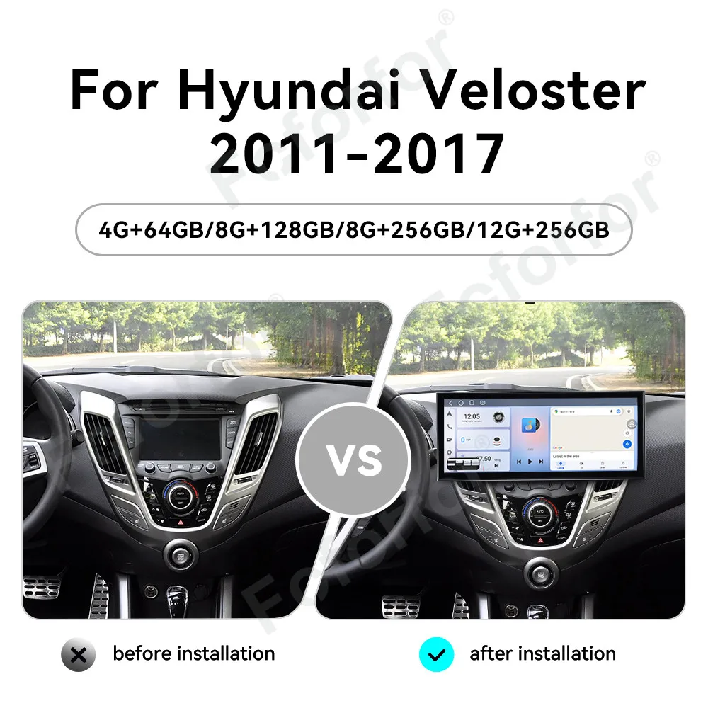 For Hyundai Veloster 2011-2017 Car Multimedia Player 15.8inch Vertical Screen GPS Navi Radio CarPlay Android Auto DSP 4G LTE