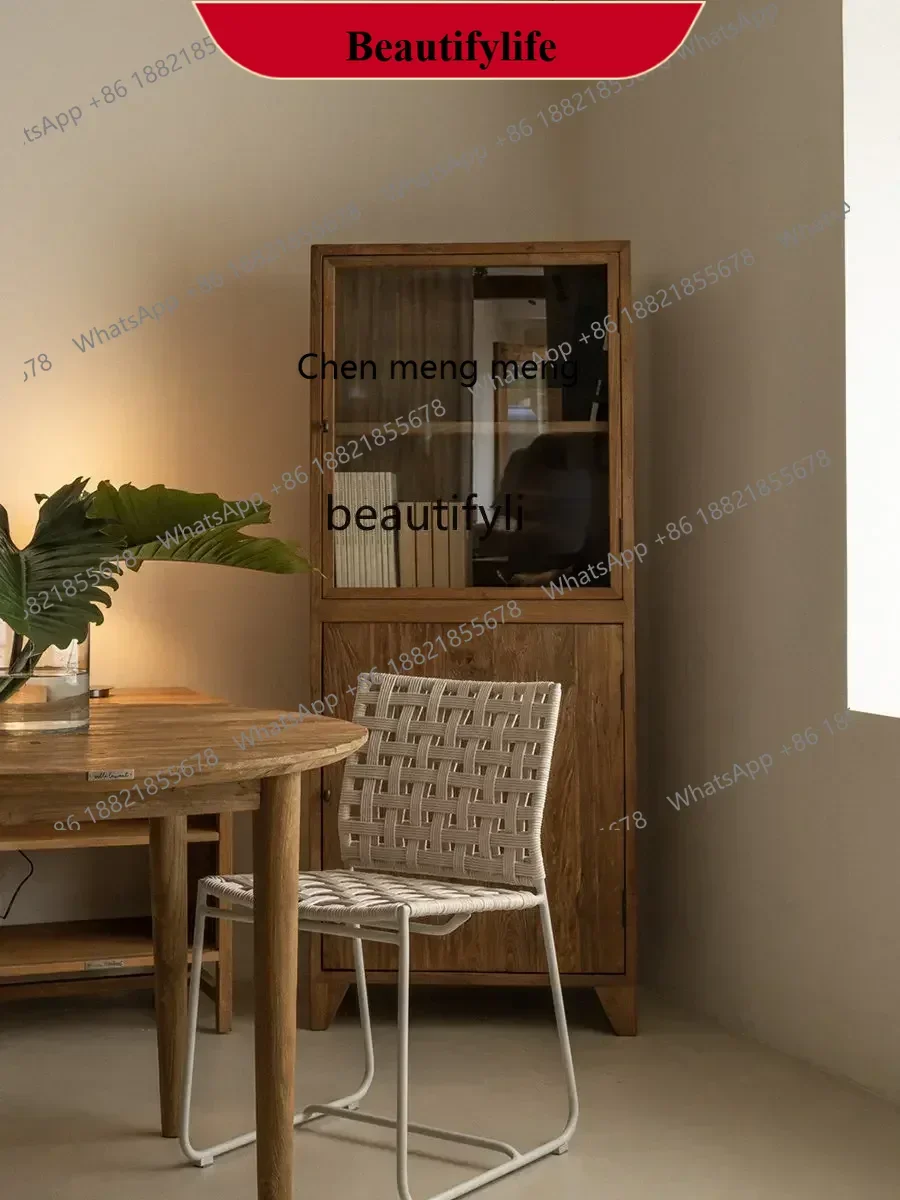 

D178 Y yj Modern Style Solid Wood Showcase Japanese Style Log Hand Cabinet Single Bookcase