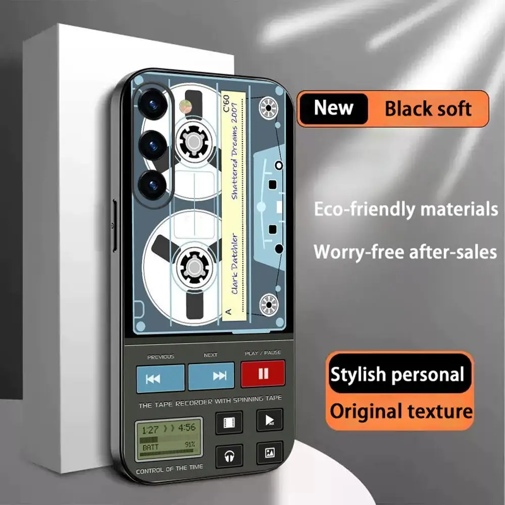 Cassette Stylish fun fashion design Phone Case For Samsung Galaxy S26 S25 S24 S23 S22 S21 Plus Ultra Note20 Soft Black