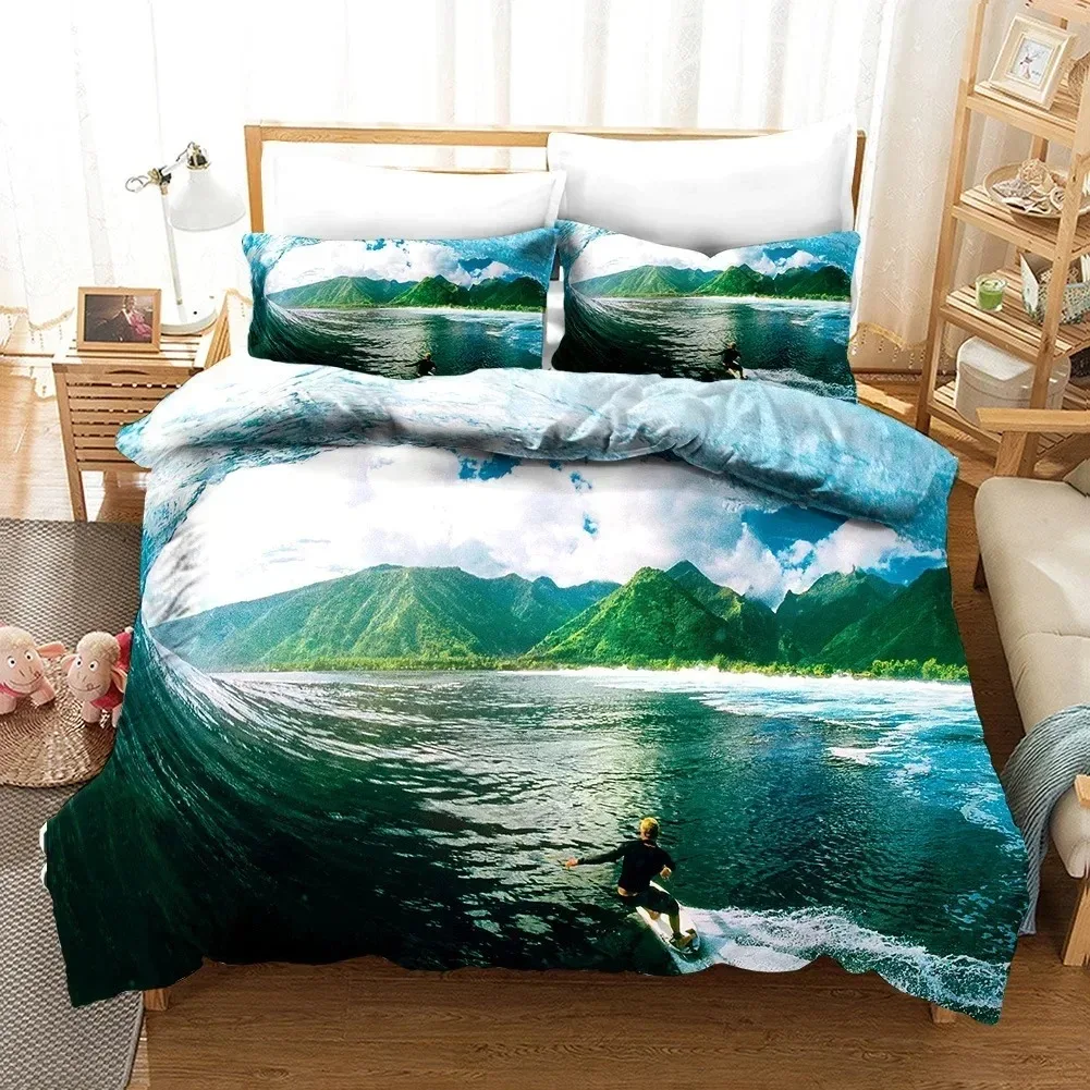 

Beach Surfing Bedding Set Scenery Comforter Fashion Modern 3D Print Luxury Duvet Cover Set Home Textile Queen King Single Size
