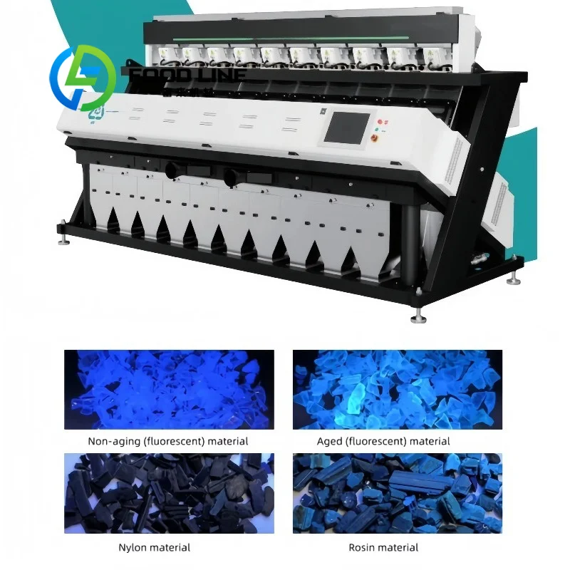 Industrial Plastic Color Sorter Multi Channel Optical System Separates Multicolor Plastic Flakes For Waste Plastic Recycling
