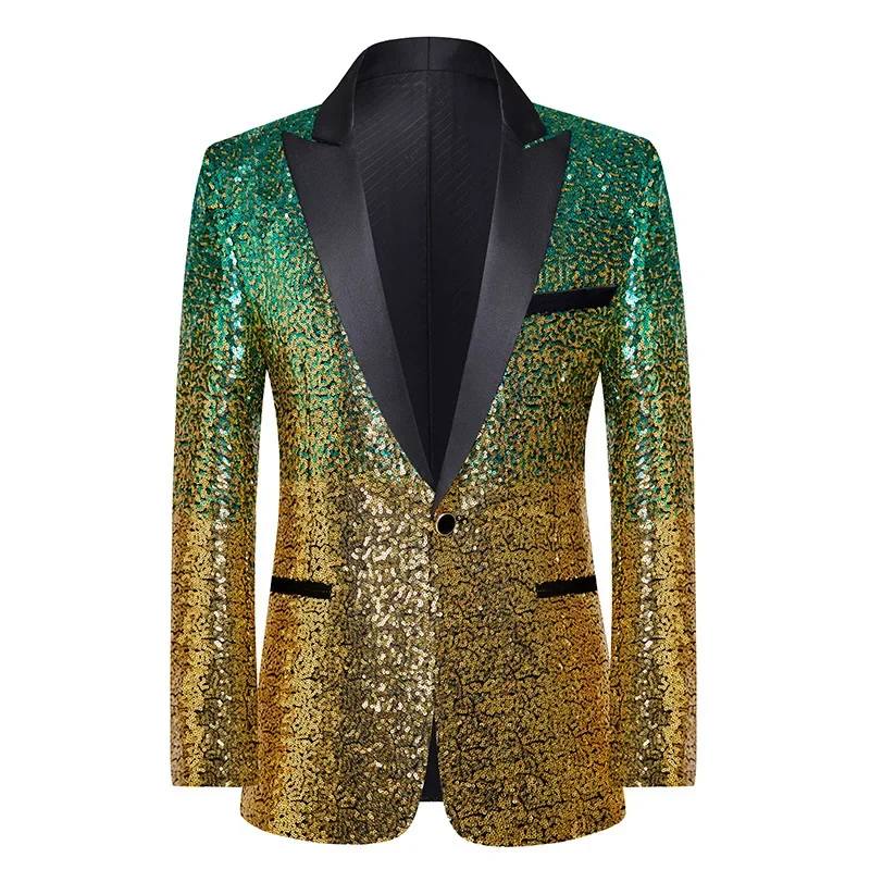 

HOO 2024 Gradient Sequin Suit Jacket Singer Stage Performance Studio Wedding Banquet blazer