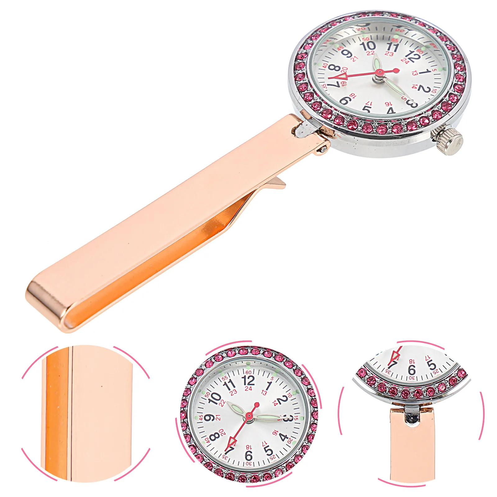 

Hanging Pocket Watch Clip-on Style for Nurses Doctors Elderly Portable Timepiece Alloy Glass Luminous Hands