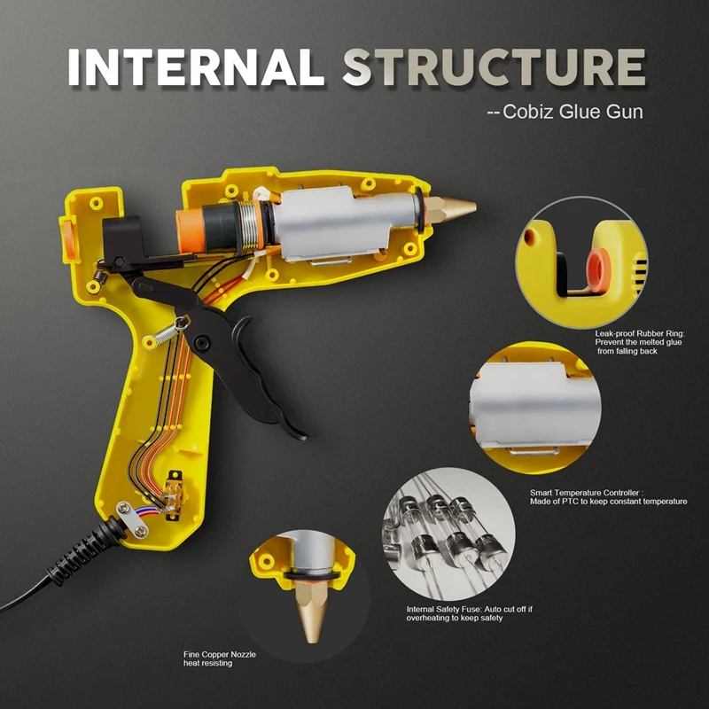 Hot Melt Adhesive Tool 60 / 100W Dual Power High Temperature Heavy Duty Glue Kit With 10 Glue Sticks (0.43 Inch X 8 Inch) For Ar