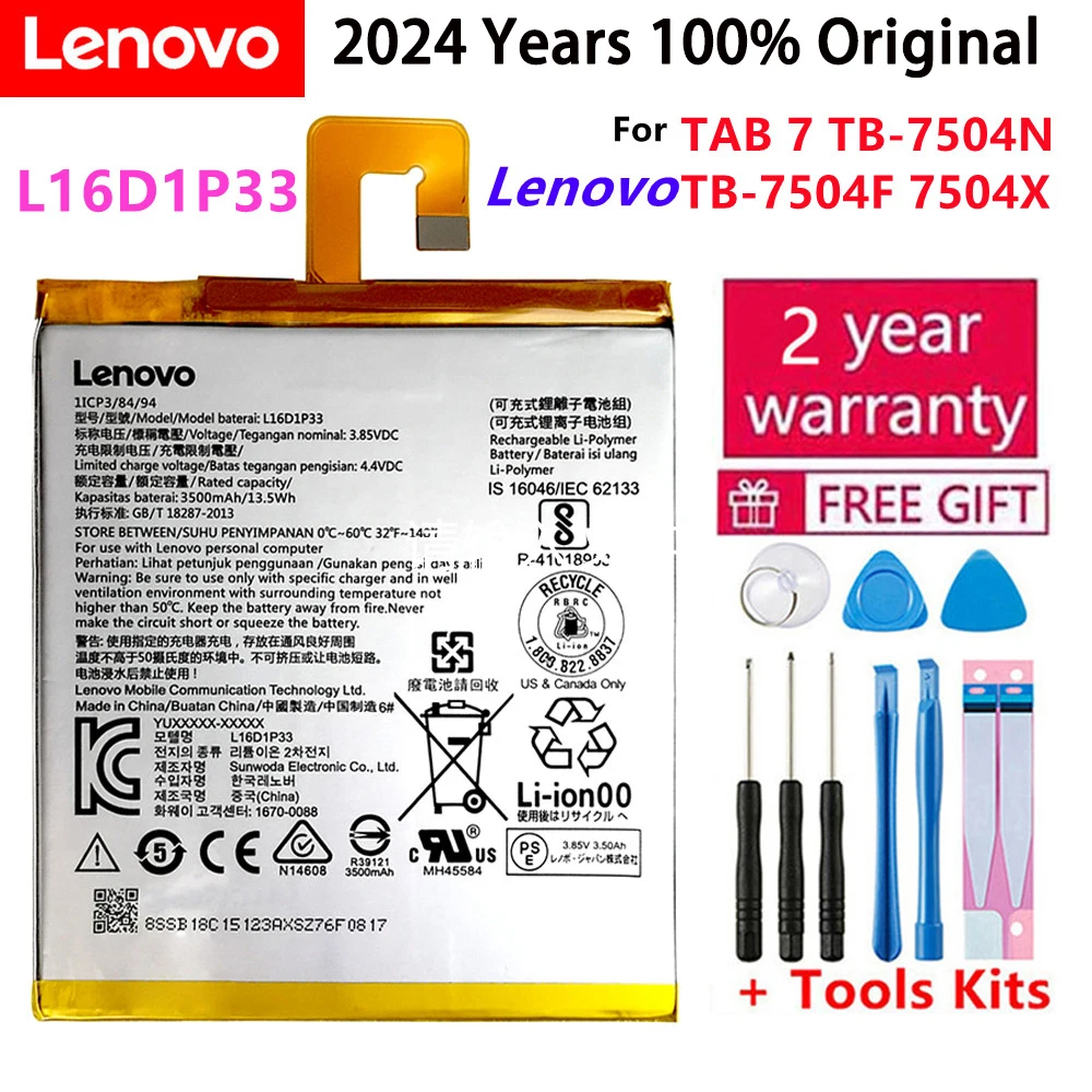 

100% Original NEW High quality 3500mAh L16D1P33 Battery For Lenovo TAB 7 TB-7504N TB-7504F 7504X Batteries+ Fast Shipping