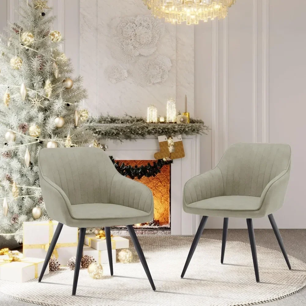 Faux Suede Accent Stoel Fauteuils Woonkamer Stoelen Vrijetijdsstoel Gestoffeerde Stoel Met Metalen Poten Set Van 2 Voor Bistro Cafe