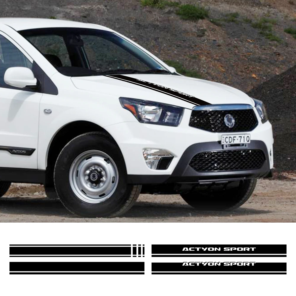 

Наклейка на капот пикапа для Ssangyong Actyon Sport AX5, виниловые полосы для грузовика, декоративный чехол, стильная наклейка, аксессуары для автотюнинга