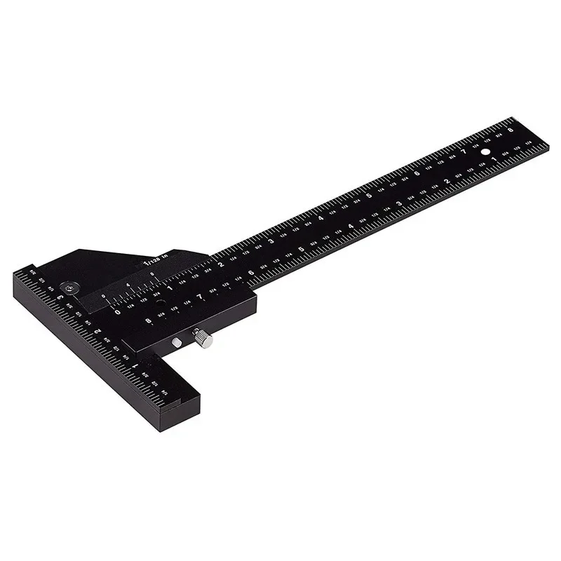 Multifunctional Scribing Ruler, Aluminum Alloy T-Ruler, Woodworking Scriber, Multifunctional Measuring Ruler, Caliper