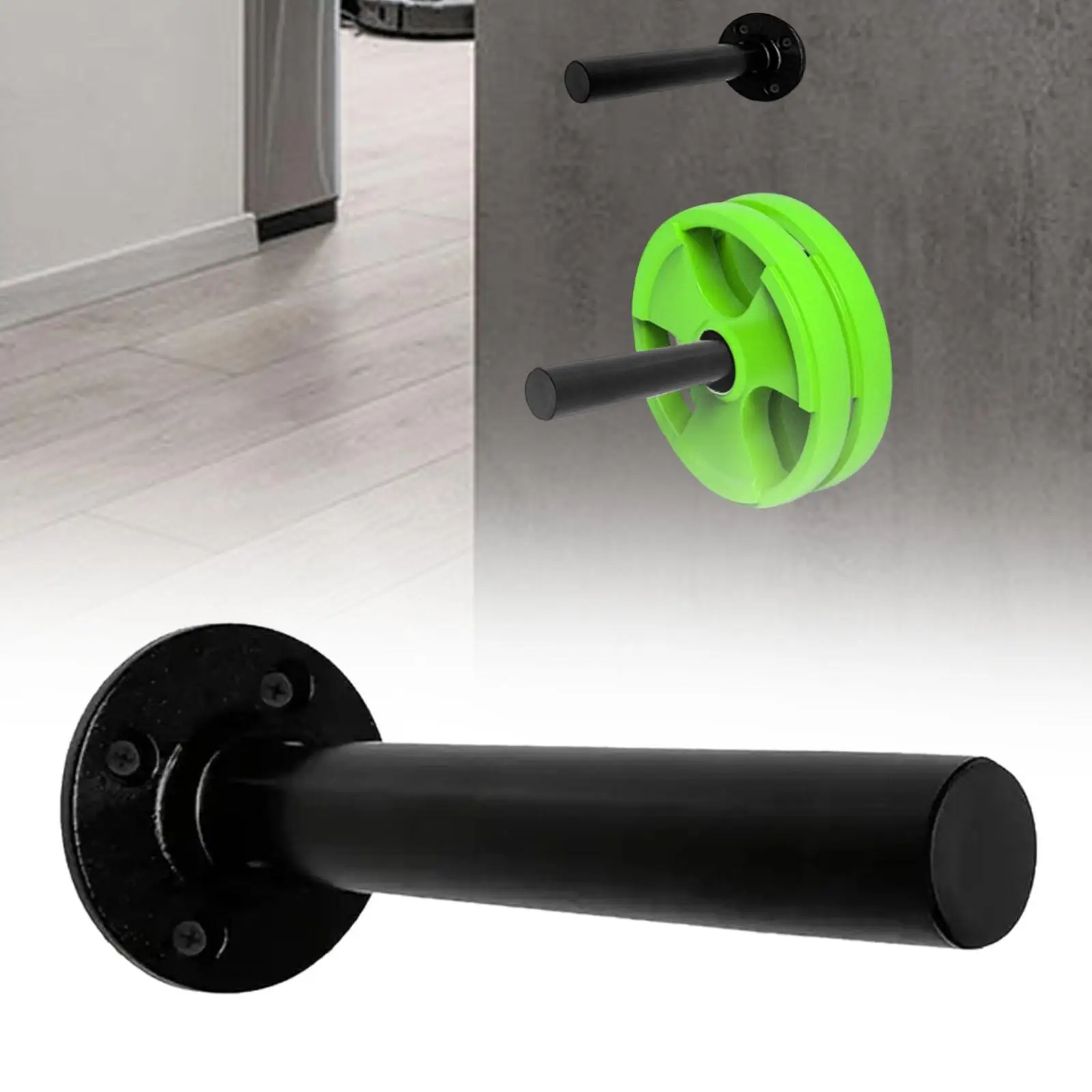 Wall Mount Barbell Holder Black Metal Weight Plate Storage Rack for Exercise Room Home Gym Organization