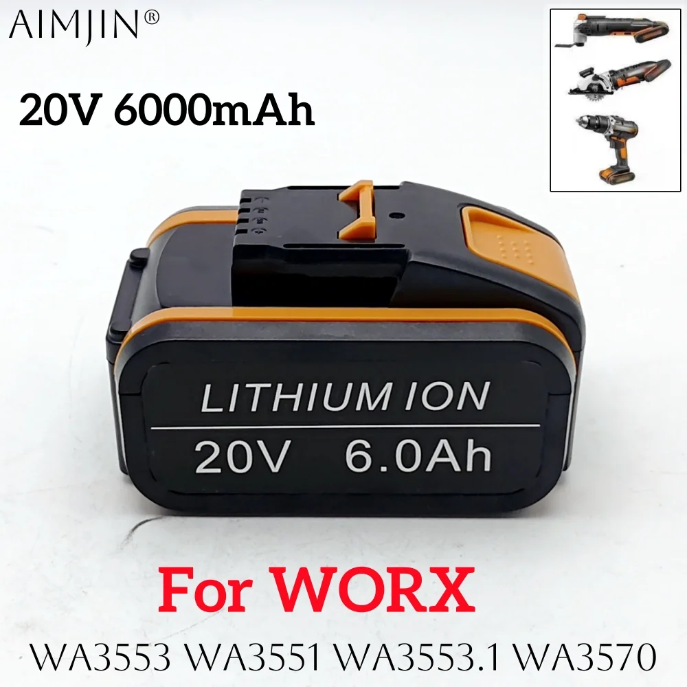 

original Worx WA3553 20V 6.0Ah battery cordless power tool backup battery WA3551 WA3553 WA3641 WX373 WX390 battery