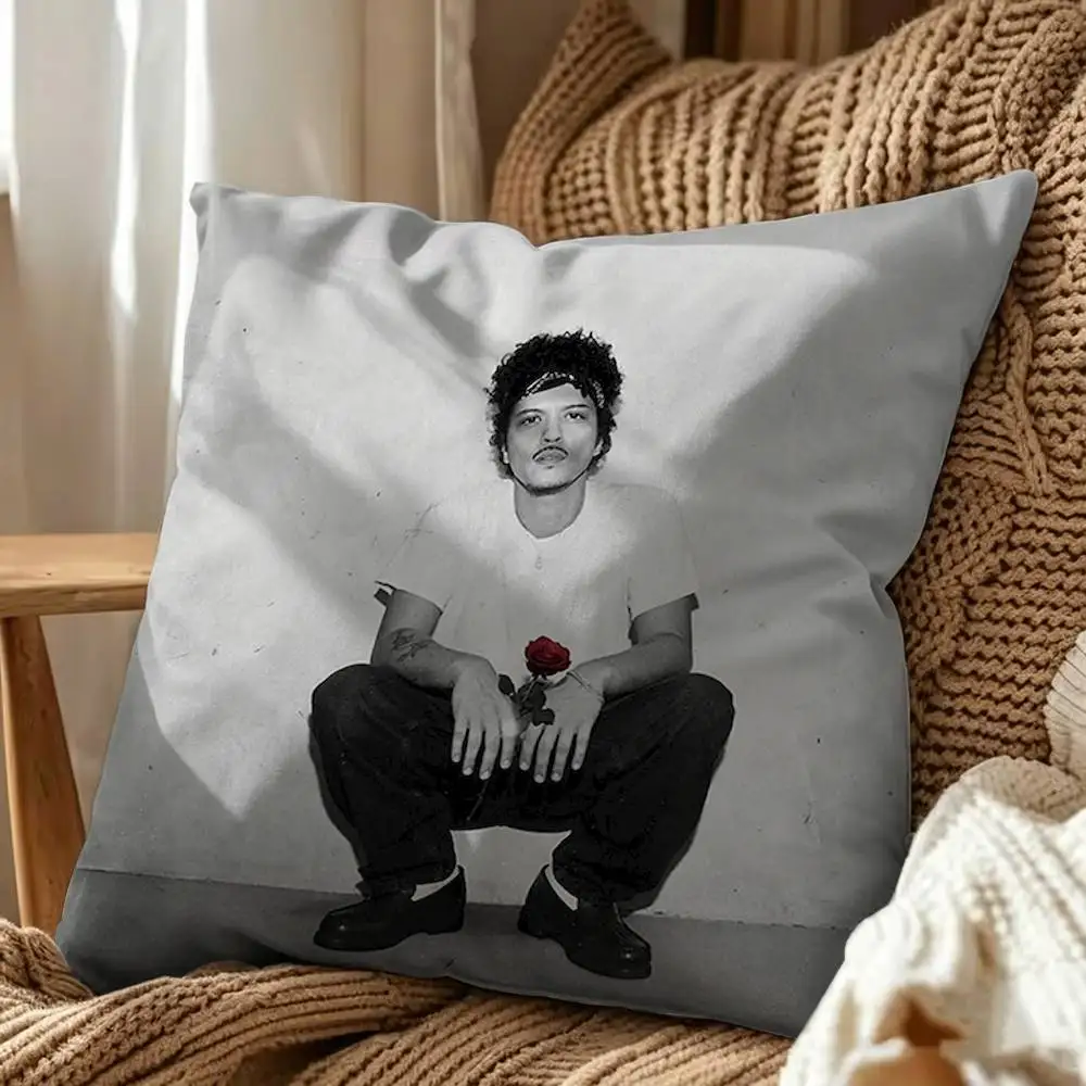 Singer B-Bruno mars Square Double-Sided Printed Pillow Case Sofa Cushion Cover Bedroom Bedside Decor