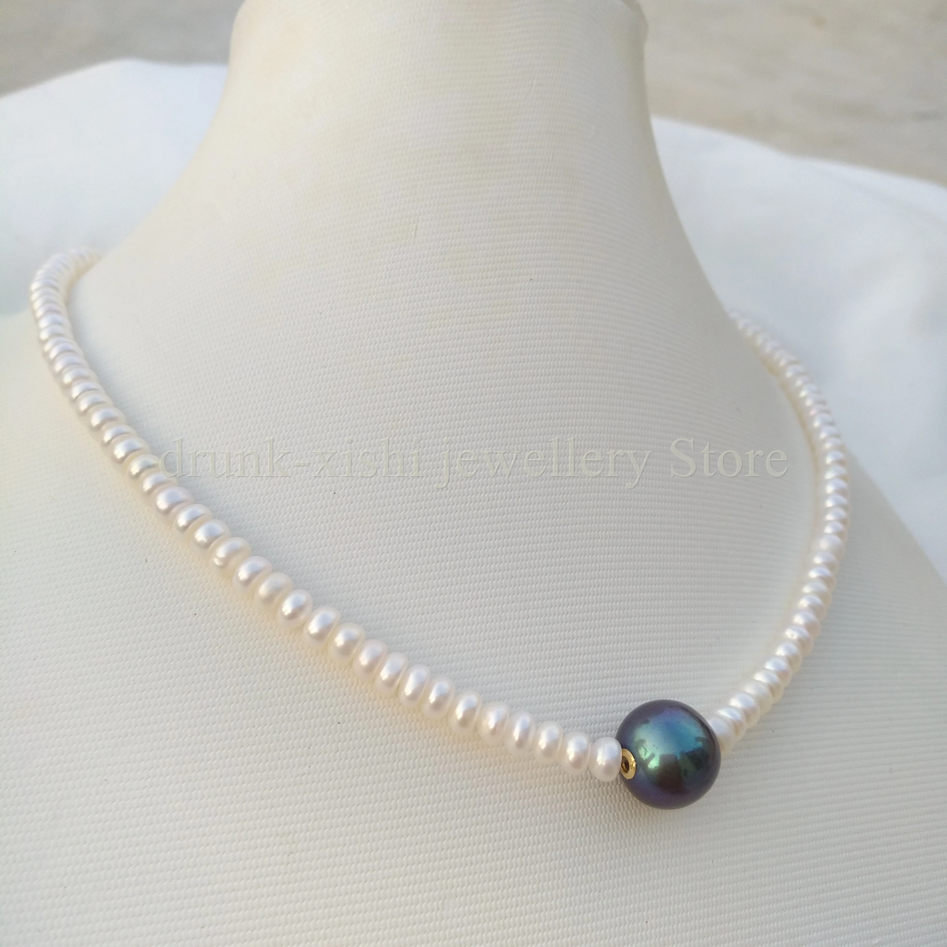 4-5mm Akoya White 10-11mm Tahitian Black Real Sea Pearl Necklace 18 in 45cm Fine Jewelry Wedding GIft Wearing Customized Clasp