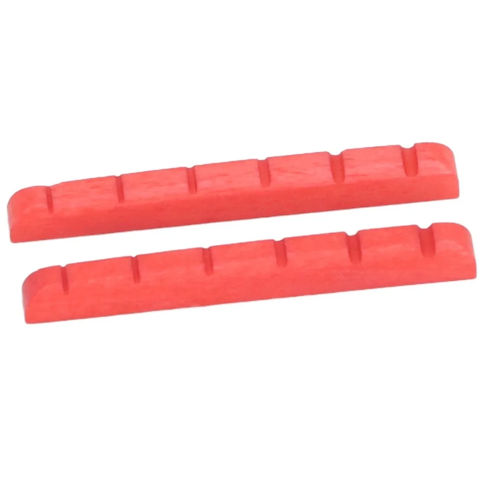 2PCS Premium 42mm Length Electric Guitar Nut Bone 6 String Pre Slotted Guitar Nut Red Color Guitar Nut Replacement For Guitar