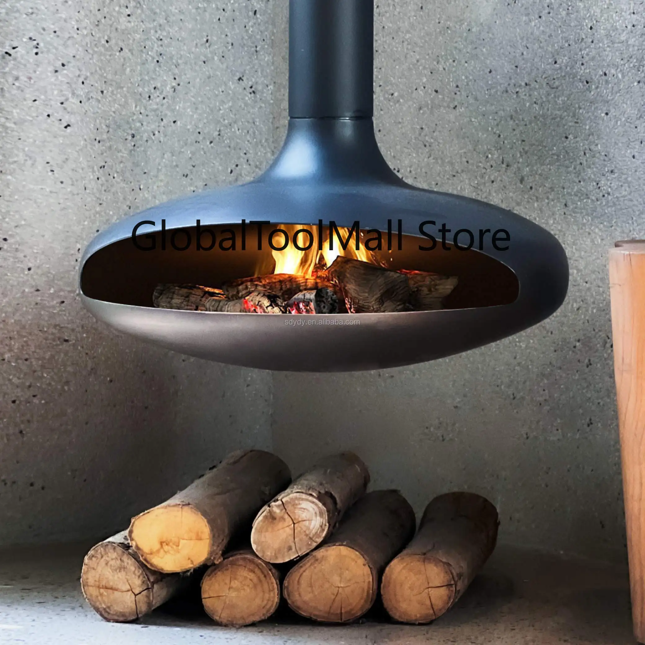 Indoor Hanging Fireplace Coal Fire Real Flame Heated Decorative Freestanding Modern for Dining Hotel Use