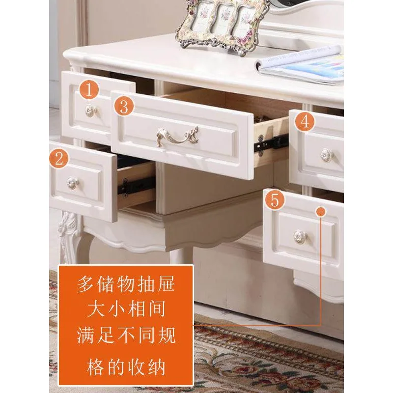 European classic large size dresser three-dimensional engraved makeup table household bedroom large mirror rechargeable dresser