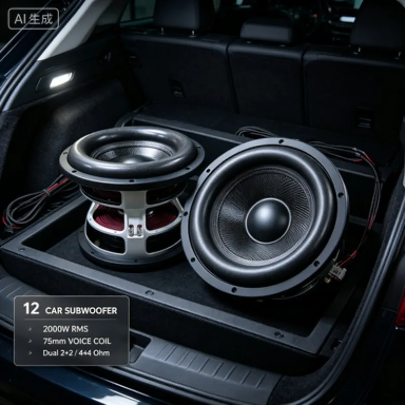 12 Inch Competition Car Subwoofer Speaker 2000W RMS 75mm Voice Coil Dual 2+2 /4+4 Ohm Car Audio Bass Woofer for Vehicle Sound