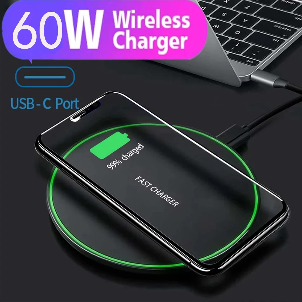 

60W Wireless Charger Fast Wirless Charging Wireless Charger For Meizu 17 pro Panasonic Eluga X1 Pro Vernee M8 Pro LG Velvet