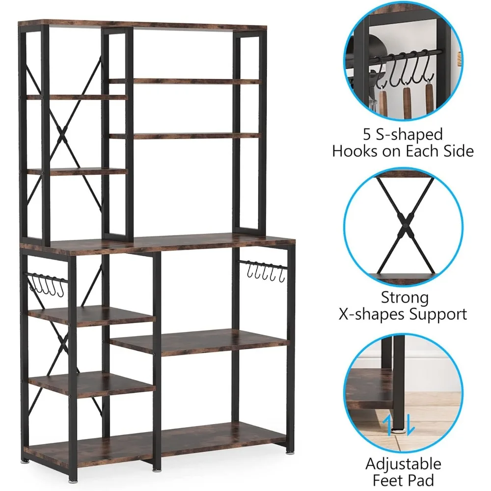 Tribesigns Keukenbakker Rek, 5-Tier + 6-Tier Keuken Utility Opslag Plank Tafel Met 10 S-Vormige Haken En Metalen Frame