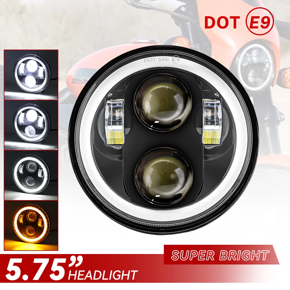 5.75 Inch LED Headlight Projector Halo Ring High Low Beam for Honda Shadow VT 600 700 750 1100 VTX 1300 1800 Motorcycle Headlamp