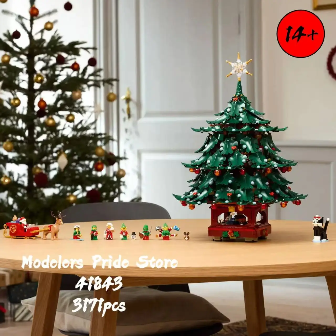 Nuevo producto de Disney 41843 en stock Árbol de Navidad, renos, componentes del conjunto de Papá Noel, regalos de Navidad, regalos de cumpleaños
