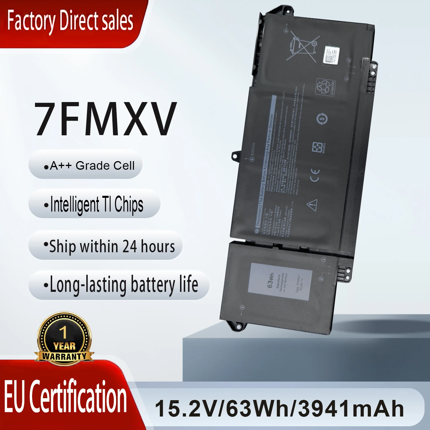 

Аккумулятор для ноутбука 7FMXV для Dell Latitude 5320 7320 7420 7520 2-в-1 P134G001 0TN2GY 9JM71 4M1JN 1PP63