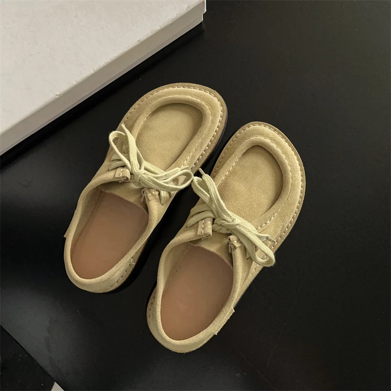 

Casual Retro Loers Thi Bot round Toe Briti Sle Spring Autumn New Arrival Genuine Leather Slip-On Faion Sneakers