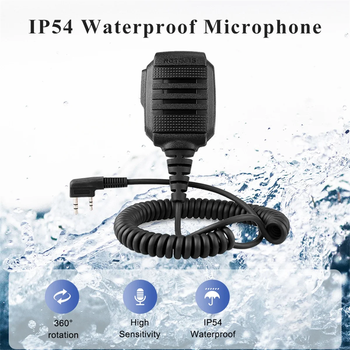 RETEVIS HK006 IP54 Waterproof Microphone Walkie Talkie Tangent Mic Shoulder Speaker PTT for Baofeng UV-5R UV82 RT622 (2 PCS)