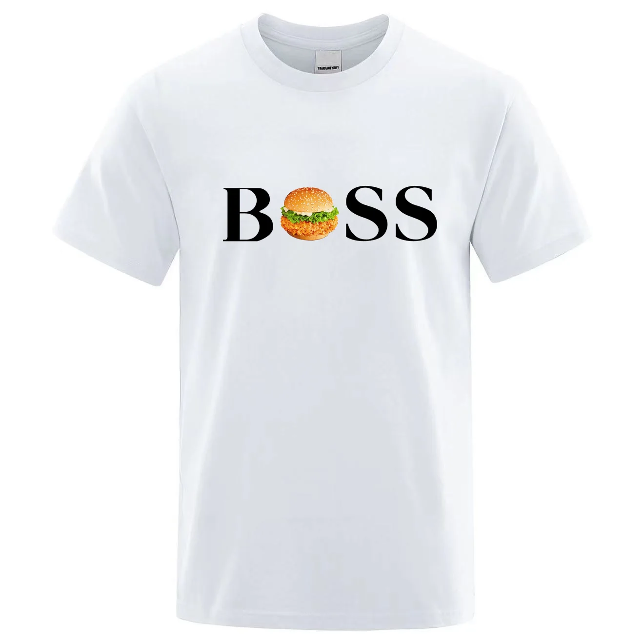 2024 Summer Burger Shop Men\'s and Women\'s Boss Employee T-shirt Sports Fashion Round Neck Harajuku Pure Cotton Top Short Sleeve