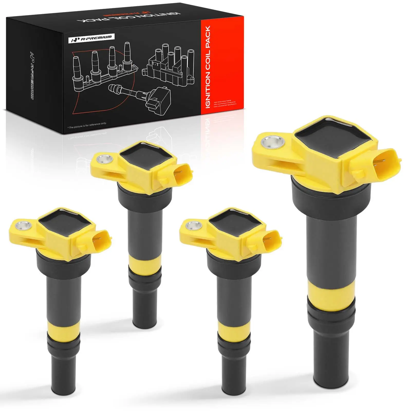 A-Premium 4pcs Yellow Ignition Coils for Hyundai Elantra 2010-2016 Tucson 2014-2020 Kia Soul 2012-2019 Forte 2014-2017 Rondo