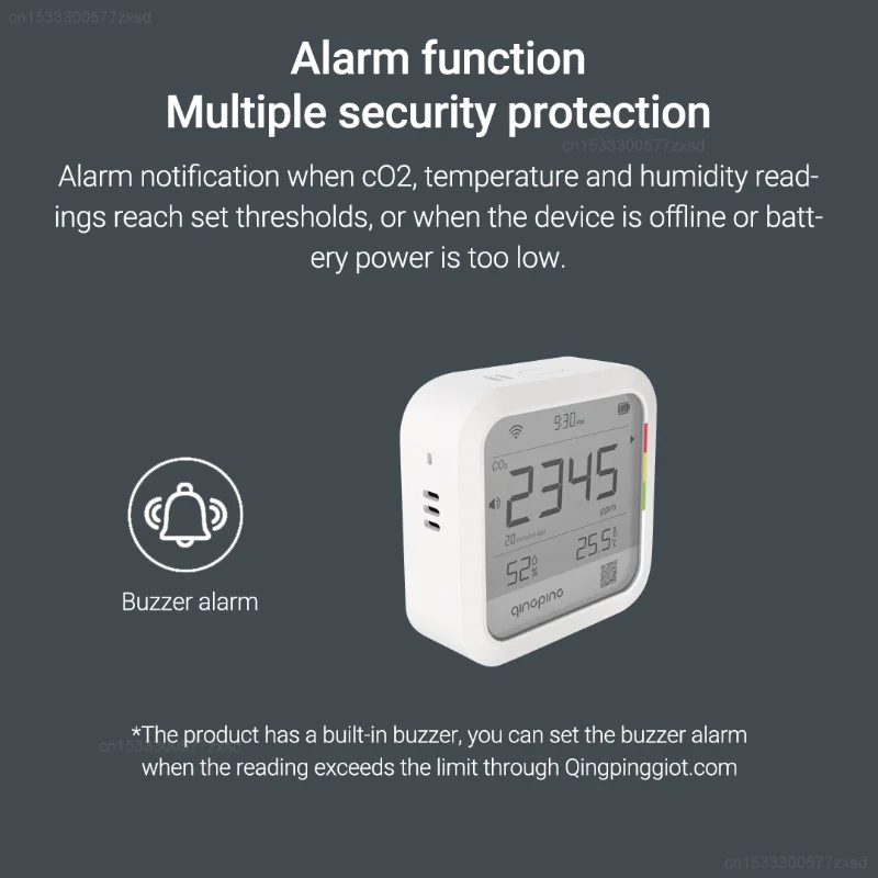 Xiaomi Qingping Carbon Dioxide Detector Small Mini Thermometer Hygrometer LCD Digital Display Household Multi-function Indoors