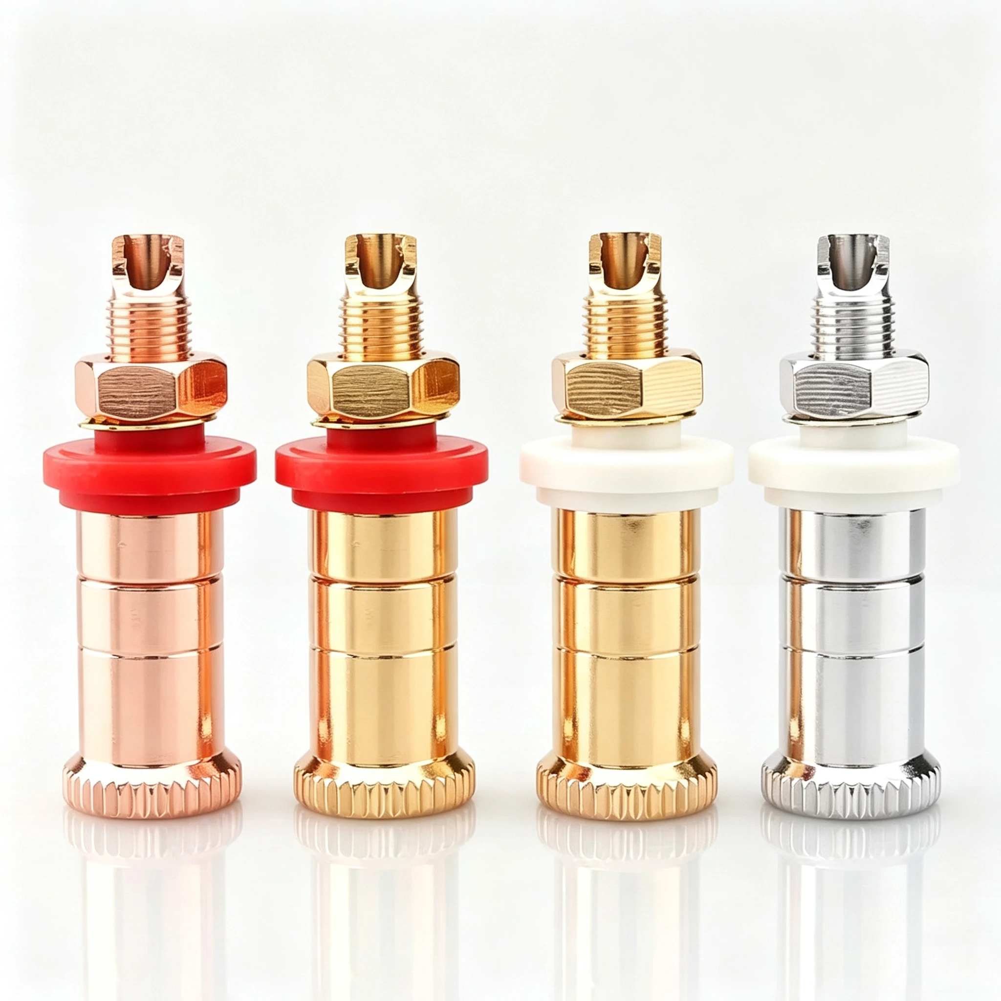 High Quality 4pcs Silver/Gold Plated Copper Speaker Binding Posts Plug Terminal Connectors Electrical Plug