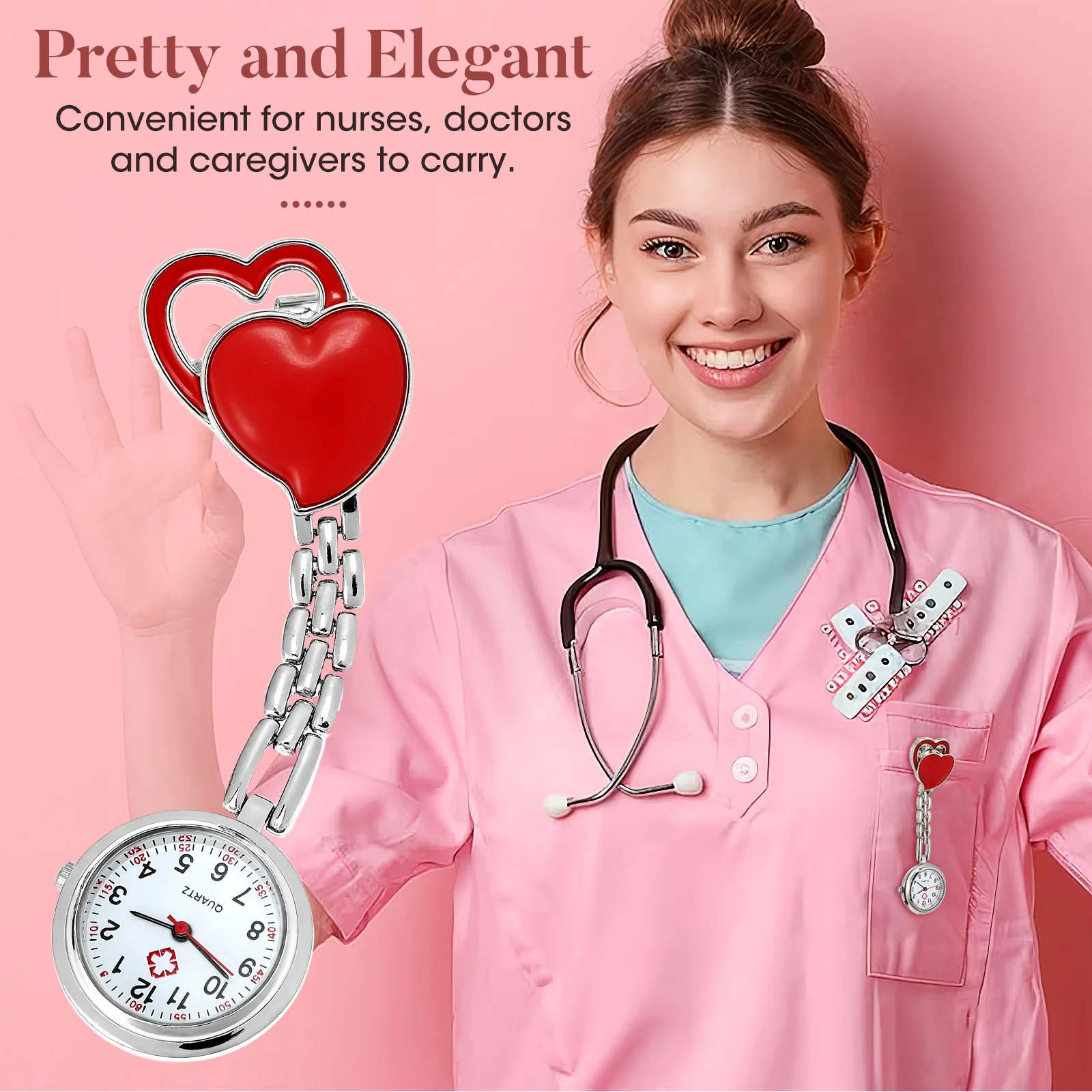 Heart Shaped Pocket Watch Red Heart Shaped Waterproof Hanging Watch For Decor Creative Timepiece Accessory