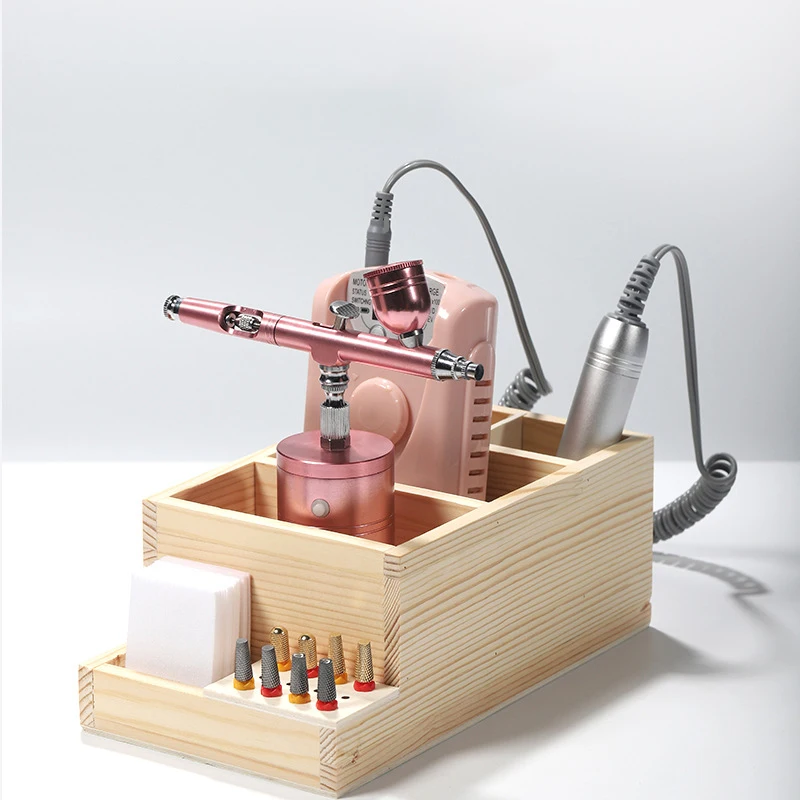 1pc madeira máquina de broca do prego bits titular para diy ferramentas manicure acessórios da arte do prego economia espaço caixa exibição treinamento do prego