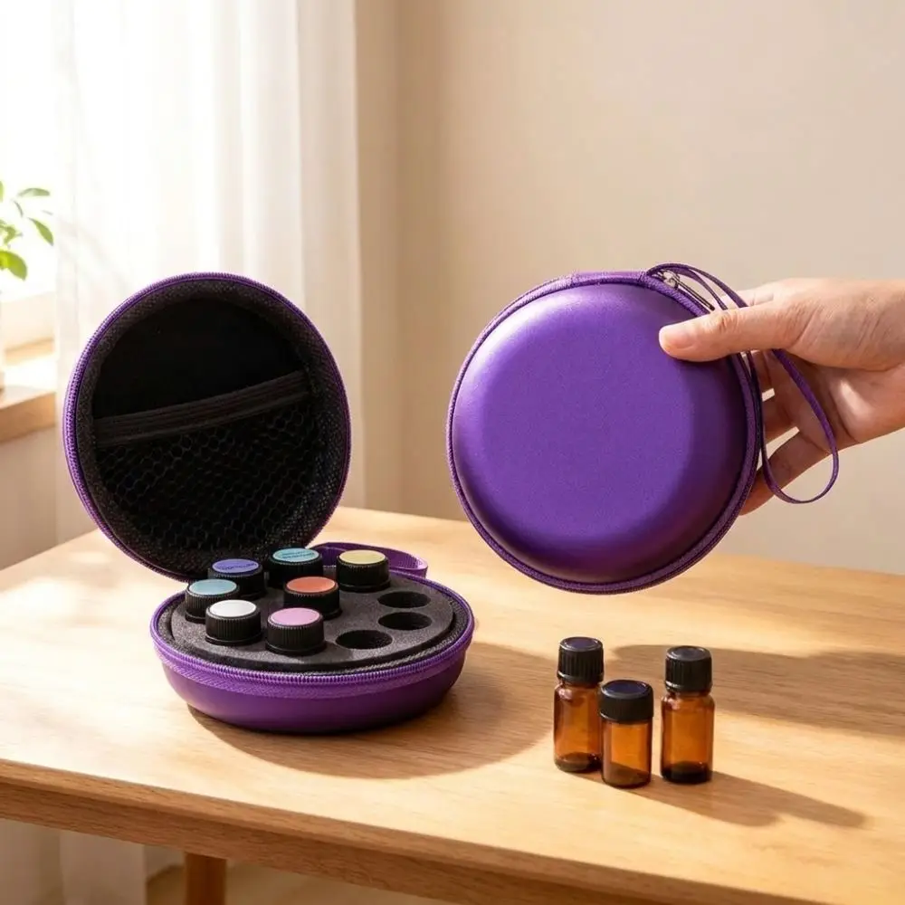 10 Bottles Capacity Essential Oil Storage Box 1-2ML Bottle Hard Shell Travel Essential Oil Case Dust-proof Shockproof