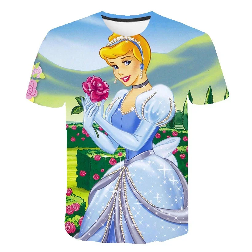 Summer Fashion Man Cinderella T-Shirts 2024 Woman Rapunzel Short Sleeve T-Shirts Children's Cosplay Tops Tees