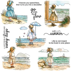 Mangocraft Summer Days Beach Sea And Girls Clear Stamp DIY Scrapbooking Supplies Silicone Stamps For Card Making Albums Decor