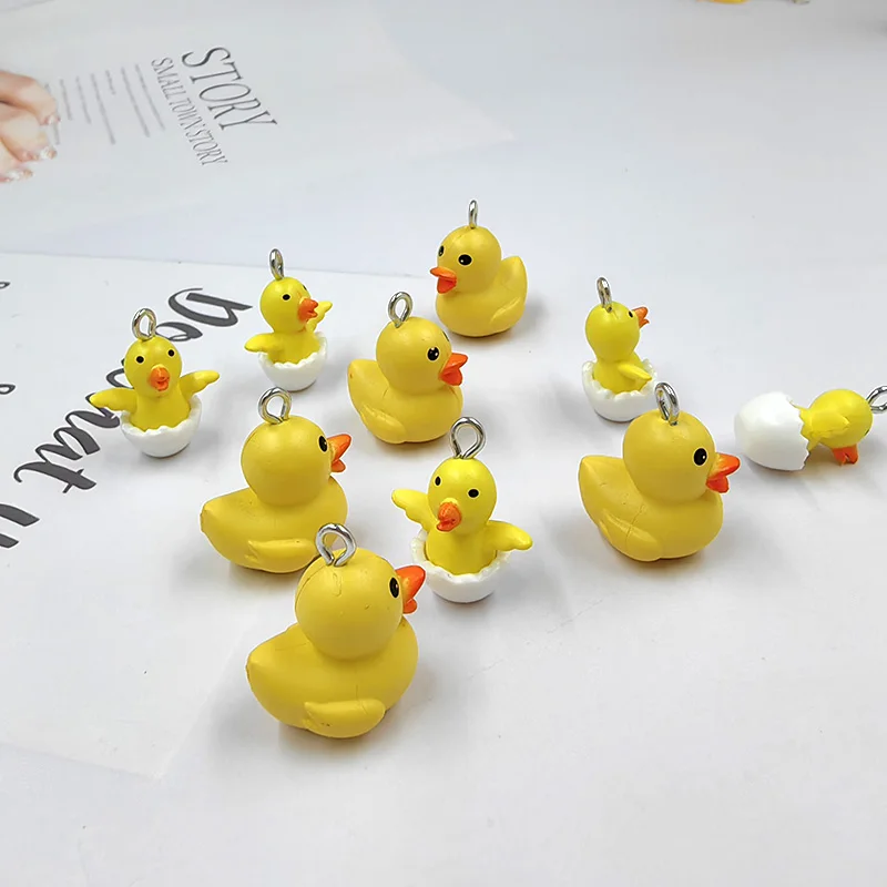 10pcs Kawaii Broken Egg Chicken Charms for Jewelry Making Cute Funny Animals Chick Pendants Diy Keychain Necklace Finding