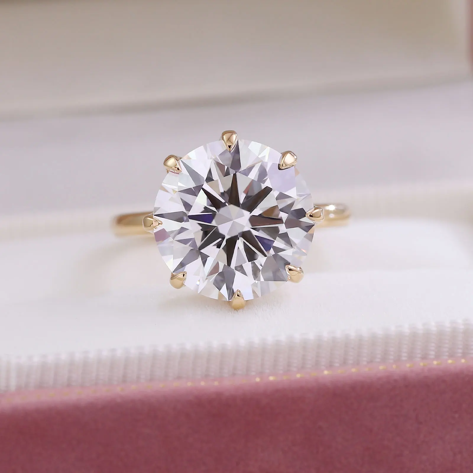 

Provence 10K 14K yellow gold engagement ring round cut 4.5CT IGI lab diamond wedding ring solitaire promise anniversary gifts