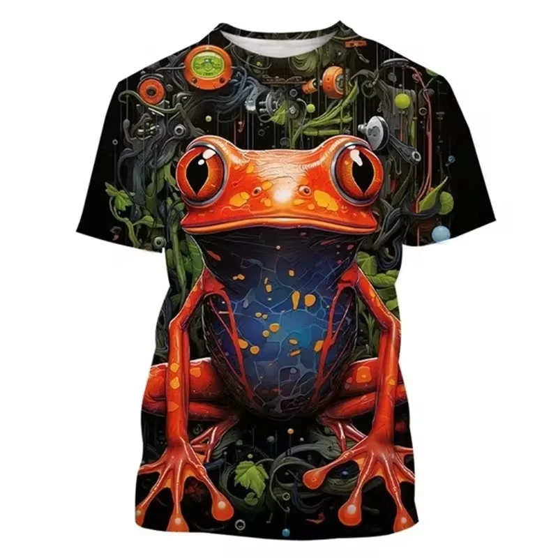 

Tree Frog 3D Printing T-shirt Cartoon Funny Animal Pattern T Shirts Men Clothes Round Neck Short Sleeve Summer Street Tee Shirts