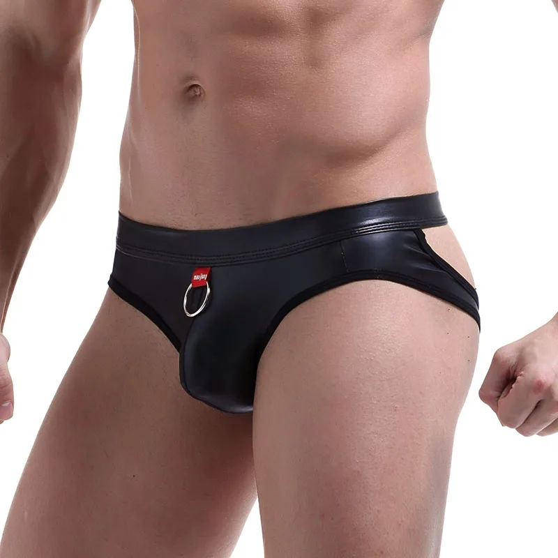 

Leather Jockstrap Sexy Mens Jockstrap Underwear Penis Pouch Male Thong Jock Strap Underpants Erotic Panties Gay Bikini Lingerie