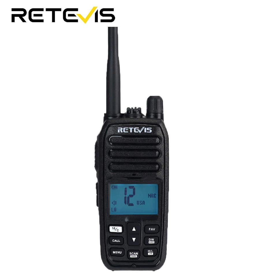 Retevis RM21 VHF Marine Radio 6W IP67 Waterproof Floating Portable Noise Cancelling LCD Display Two Way Radio for Boating Kayaks