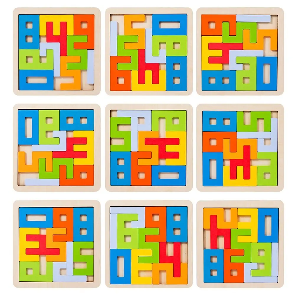 Angka persegi 3D blok kayu teka-teki pembelajaran kognisi warna-warni pelatihan berpikir kecerdasan permainan Puzzle hadiah anak-anak