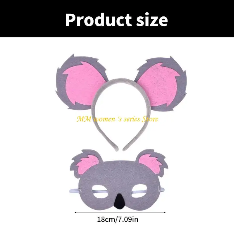 Q39C Children Koala Costume with Animal Mask and Headband for Kid Boy Girl Cosplay