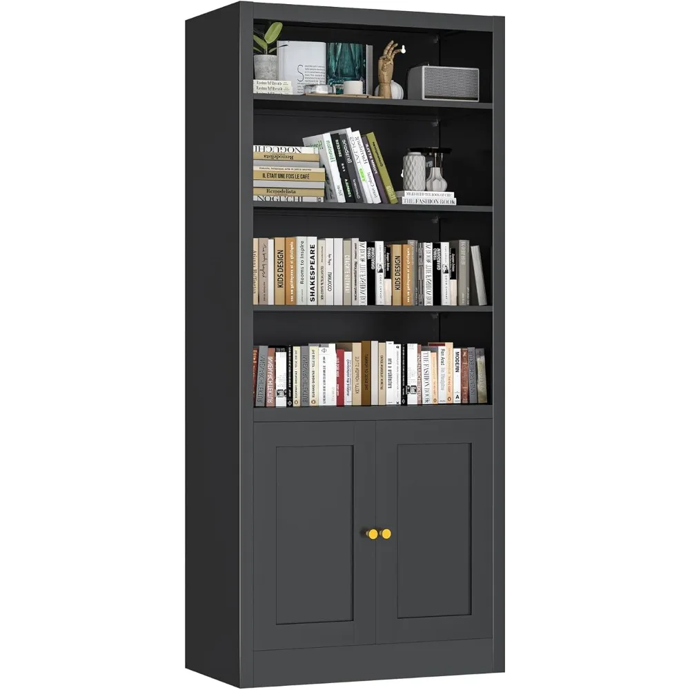 

Bookshelf with door and adjustable bookshelf, 55 meter high metal 5-story bookshelf, independent bookshelf