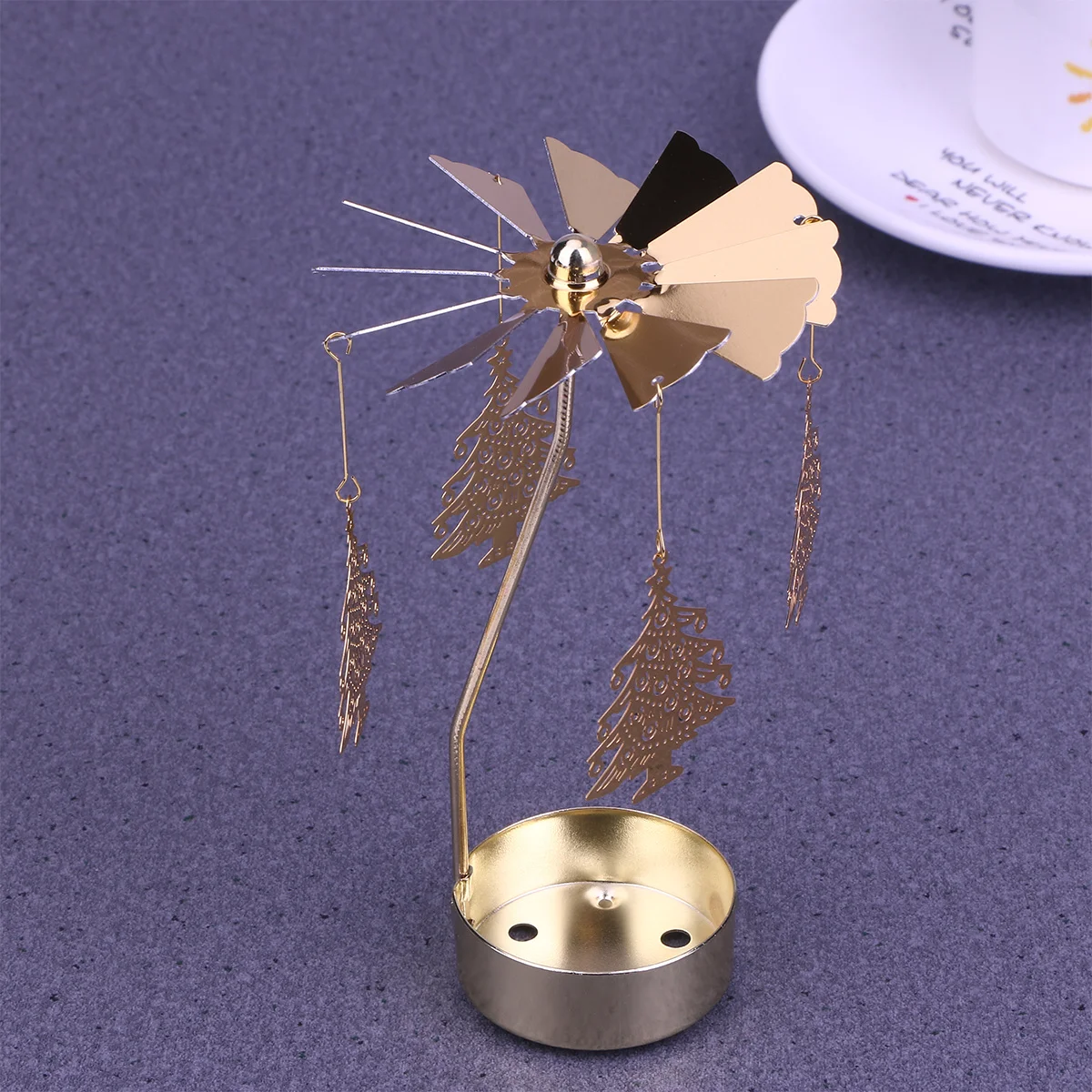 

Rotating Candlestick Pendant Holder Revolving Windmill Decor for Living Room Gathering Dinner Table Accent