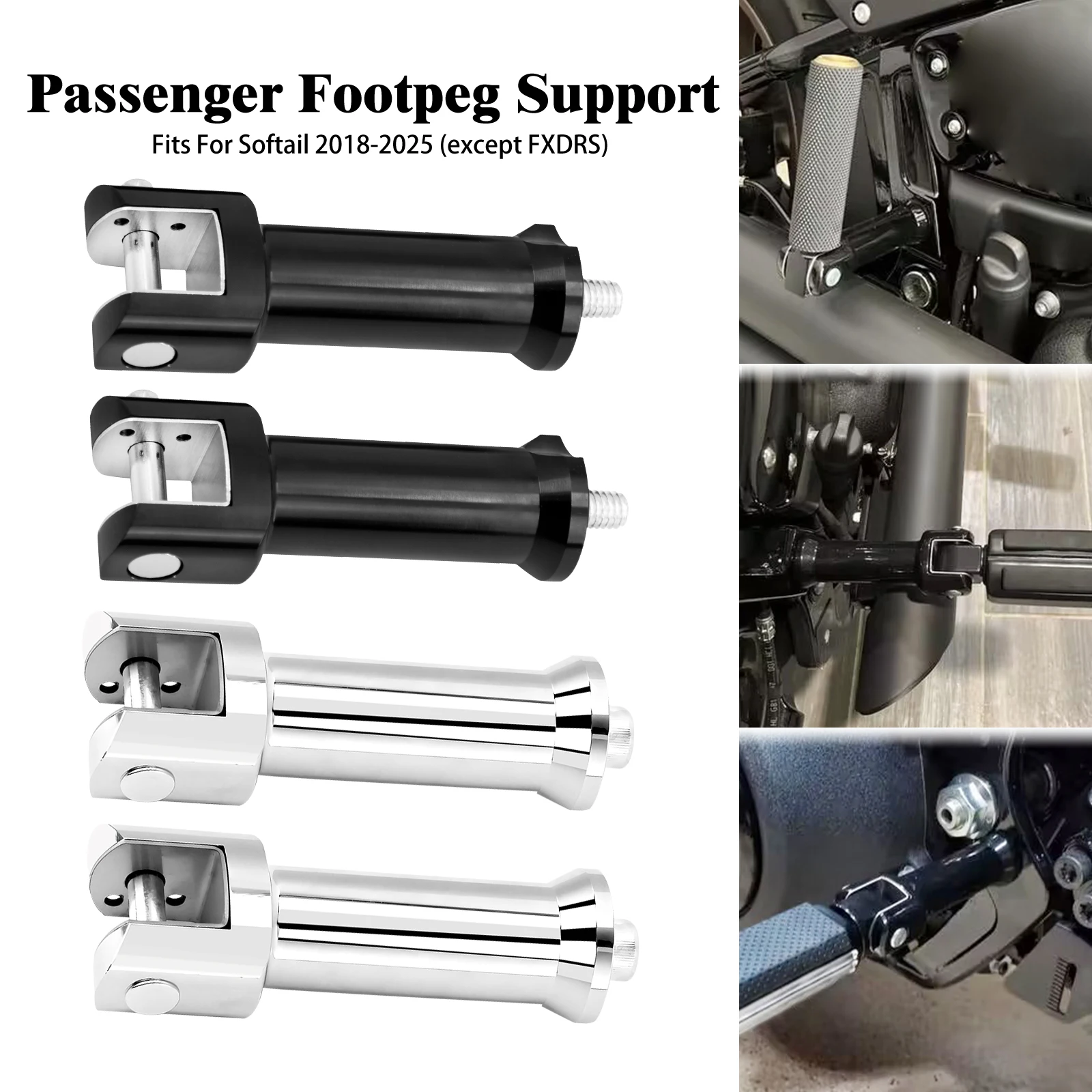 Motorcycle Passenger Foot Pegs Support Mount Bracket Kits For Harley Softail 2018-2025 Street Bob Breakout Fat Boy Heritage Slim